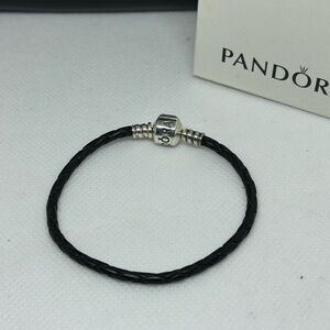 Pandora Black Braided Leather Bracelet with Sterling Silver Clasp